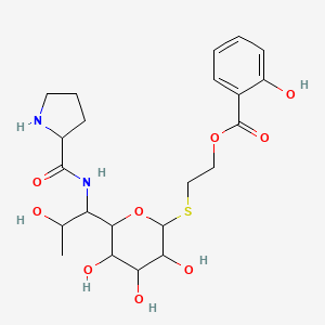 2-[3,4,5-Trihydroxy-6-[2-hydroxy-1-(pyrrolidine-2-carbonylamino)propyl]oxan-2-yl]sulfanylethyl 2-hydroxybenzoate