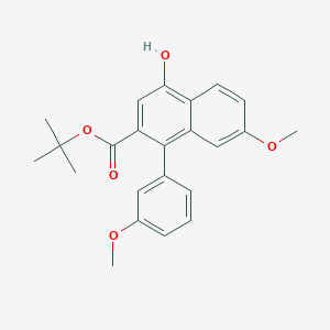 molecular formula C23H24O5 B11963790 Tert-butyl 4-hydroxy-7-methoxy-1-(3-methoxyphenyl)naphthalene-2-carboxylate CAS No. 96267-40-2