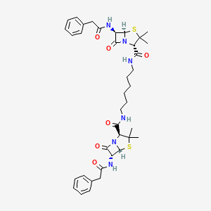 (2S,5R,6R)-N-[6-[[(2S,5R,6R)-3,3-dimethyl-7-oxo-6-[(2-phenylacetyl)amino]-4-thia-1-azabicyclo[3.2.0]heptane-2-carbonyl]amino]hexyl]-3,3-dimethyl-7-oxo-6-[(2-phenylacetyl)amino]-4-thia-1-azabicyclo[3.2.0]heptane-2-carboxamide