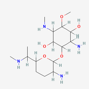 2-Amino-3-[3-amino-6-[1-(methylamino)ethyl]oxan-2-yl]oxy-6-methoxy-5-(methylamino)cyclohexane-1,4-diol