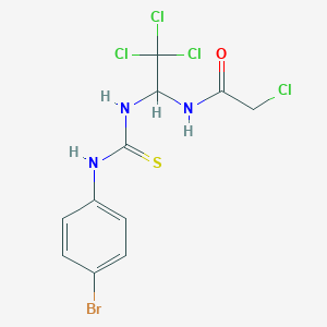 molecular formula C11H10BrCl4N3OS B11964015 N-(1-{[(4-bromophenyl)carbamothioyl]amino}-2,2,2-trichloroethyl)-2-chloroacetamide 