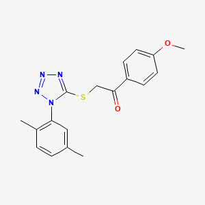 molecular formula C18H18N4O2S B11964083 2-((1-(2,5-Dimethylphenyl)-1H-tetraazol-5-YL)thio)-1-(4-methoxyphenyl)ethanone 