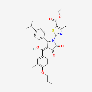 molecular formula C31H34N2O6S B11964096 Ethyl 2-[3-hydroxy-5-(4-isopropylphenyl)-4-(3-methyl-4-propoxybenzoyl)-2-oxo-2,5-dihydro-1H-pyrrol-1-YL]-4-methyl-1,3-thiazole-5-carboxylate 
