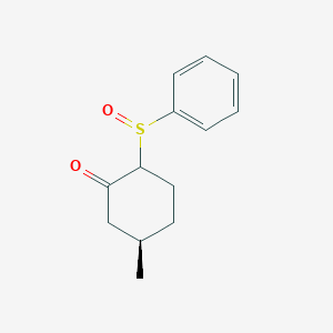 molecular formula C13H16O2S B119641 (5R)-2-(Benzenesulfinyl)-5-methylcyclohexan-1-one CAS No. 88154-77-2