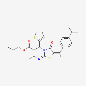 molecular formula C26H28N2O3S2 B11964205 isobutyl (2E)-2-(4-isopropylbenzylidene)-7-methyl-3-oxo-5-(2-thienyl)-2,3-dihydro-5H-[1,3]thiazolo[3,2-a]pyrimidine-6-carboxylate 