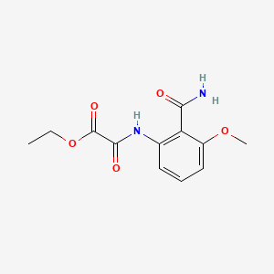 molecular formula C12H14N2O5 B1196433 Ethyl ((2-(aminocarbonyl)-3-methoxyphenyl)amino)oxoacetate CAS No. 54249-44-4