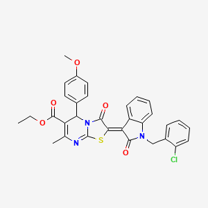molecular formula C32H26ClN3O5S B11964334 ethyl (2Z)-2-[1-(2-chlorobenzyl)-2-oxo-1,2-dihydro-3H-indol-3-ylidene]-5-(4-methoxyphenyl)-7-methyl-3-oxo-2,3-dihydro-5H-[1,3]thiazolo[3,2-a]pyrimidine-6-carboxylate 