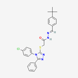 molecular formula C27H26ClN5OS B11964401 N'-[(E)-(4-tert-butylphenyl)methylidene]-2-{[4-(4-chlorophenyl)-5-phenyl-4H-1,2,4-triazol-3-yl]sulfanyl}acetohydrazide 