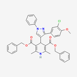 molecular formula C39H34ClN3O5 B11964443 Dibenzyl 4-[3-(3-chloro-4-methoxyphenyl)-1-phenyl-1H-pyrazol-4-YL]-2,6-dimethyl-1,4-dihydro-3,5-pyridinedicarboxylate 
