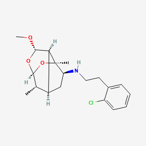 molecular formula C19H26ClNO3 B1196458 4-(2-(2-Chlorophenyl)ethyl)amino-8-methoxy-3,10-dimethyl-2,9-dioxatricyclo(4,3,1,0(3,7))decane CAS No. 68163-03-1