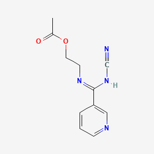 molecular formula C11H12N4O2 B1196463 3-Pyridinecarboximidamide, N-(2-(acetyloxy)ethyl)-N'-cyano- CAS No. 138772-59-5