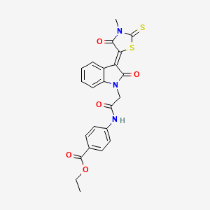 molecular formula C23H19N3O5S2 B11964719 ethyl 4-({[(3Z)-3-(3-methyl-4-oxo-2-thioxo-1,3-thiazolidin-5-ylidene)-2-oxo-2,3-dihydro-1H-indol-1-yl]acetyl}amino)benzoate 