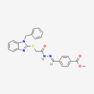 molecular formula C25H22N4O3S B11964935 methyl 4-[(E)-(2-{[(1-benzyl-1H-benzimidazol-2-yl)sulfanyl]acetyl}hydrazinylidene)methyl]benzoate 