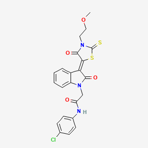 molecular formula C22H18ClN3O4S2 B11965075 N-(4-chlorophenyl)-2-{(3Z)-3-[3-(2-methoxyethyl)-4-oxo-2-thioxo-1,3-thiazolidin-5-ylidene]-2-oxo-2,3-dihydro-1H-indol-1-yl}acetamide 