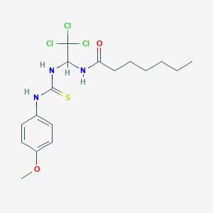 molecular formula C17H24Cl3N3O2S B11965093 N-(2,2,2-trichloro-1-{[(4-methoxyanilino)carbothioyl]amino}ethyl)heptanamide 