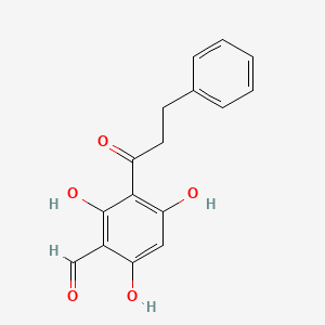 molecular formula C16H14O5 B1196515 2',4',6'-三羟基-3'-甲酰基二氢黄酮 CAS No. 135383-81-2