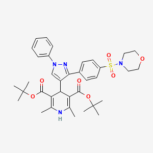 molecular formula C36H44N4O7S B11965188 DI(Tert-butyl) 2,6-dimethyl-4-{3-[4-(4-morpholinylsulfonyl)phenyl]-1-phenyl-1H-pyrazol-4-YL}-1,4-dihydro-3,5-pyridinedicarboxylate 