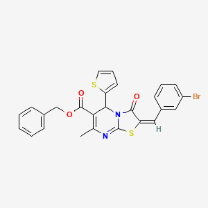 molecular formula C26H19BrN2O3S2 B11965325 Benzyl (2E)-2-(3-bromobenzylidene)-7-methyl-3-oxo-5-(2-thienyl)-2,3-dihydro-5H-[1,3]thiazolo[3,2-A]pyrimidine-6-carboxylate 