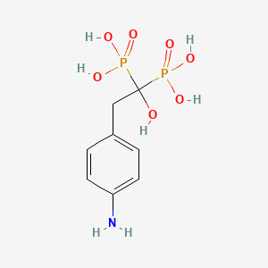 molecular formula C8H13NO7P2 B1196534 [2-(4-Aminophenyl)-1-hydroxy-1-phosphono-ethyl]phosphonic acid 