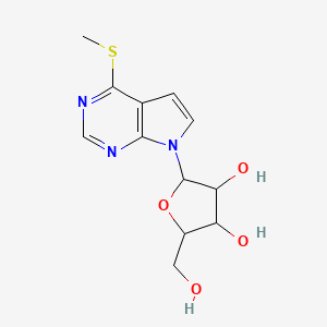 molecular formula C12H15N3O4S B1196541 2-(Hydroxymethyl)-5-(4-methylsulfanylpyrrolo[2,3-d]pyrimidin-7-yl)oxolane-3,4-diol CAS No. 87791-36-4