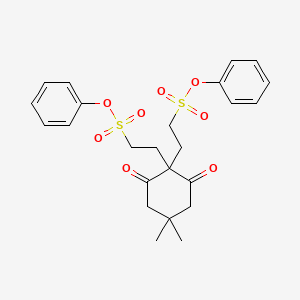 molecular formula C24H28O8S2 B11965419 Diphenyl 2,2'-(4,4-dimethyl-2,6-dioxocyclohexane-1,1-diyl)diethanesulfonate 