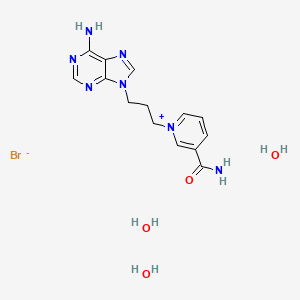 molecular formula C14H22BrN7O4 B1196548 Pyridinium, 3-(aminocarbonyl)-1-(3-(6-amino-9H-purin-9-yl)propyl)-, bromide, trihydrate CAS No. 50359-76-7