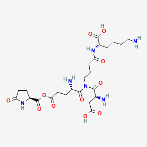 molecular formula C24H38N6O11 B1196568 Pyroglutamyl-glutamyl-aspartyl-aminobutyryl-lysine CAS No. 155215-78-4