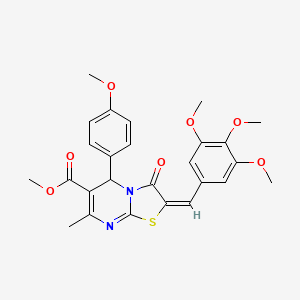 molecular formula C26H26N2O7S B11965698 methyl (2E)-5-(4-methoxyphenyl)-7-methyl-3-oxo-2-(3,4,5-trimethoxybenzylidene)-2,3-dihydro-5H-[1,3]thiazolo[3,2-a]pyrimidine-6-carboxylate 