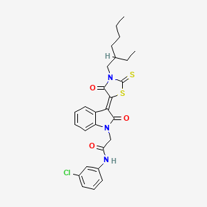 molecular formula C27H28ClN3O3S2 B11965702 N-(3-chlorophenyl)-2-{(3Z)-3-[3-(2-ethylhexyl)-4-oxo-2-thioxo-1,3-thiazolidin-5-ylidene]-2-oxo-2,3-dihydro-1H-indol-1-yl}acetamide 