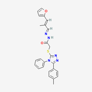 molecular formula C25H23N5O2S B11965715 N'-[(1E,2E)-3-(furan-2-yl)-2-methylprop-2-en-1-ylidene]-2-{[5-(4-methylphenyl)-4-phenyl-4H-1,2,4-triazol-3-yl]sulfanyl}acetohydrazide 
