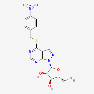 molecular formula C17H17N5O6S B1196572 7-((4-Nitrobenzyl)thio)-3-(beta-D-ribofuranosyl)pyrazolo(4,3-d)pyrimidine CAS No. 64372-71-0