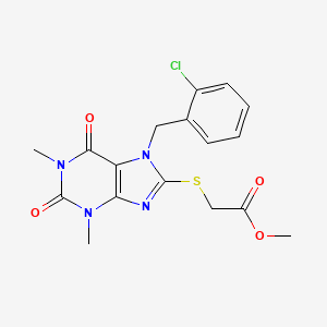 molecular formula C17H17ClN4O4S B11965722 methyl {[7-(2-chlorobenzyl)-1,3-dimethyl-2,6-dioxo-2,3,6,7-tetrahydro-1H-purin-8-yl]sulfanyl}acetate 