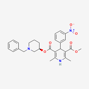 molecular formula C28H31N3O6 B1196583 5-O-[(3R)-1-benzylpiperidin-3-yl] 3-O-methyl 2,6-dimethyl-4-(3-nitrophenyl)-1,4-dihydropyridine-3,5-dicarboxylate 