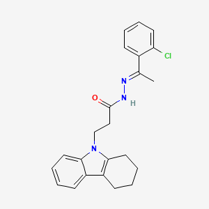 molecular formula C23H24ClN3O B11965841 N'-[(1E)-1-(2-chlorophenyl)ethylidene]-3-(1,2,3,4-tetrahydro-9H-carbazol-9-yl)propanehydrazide 
