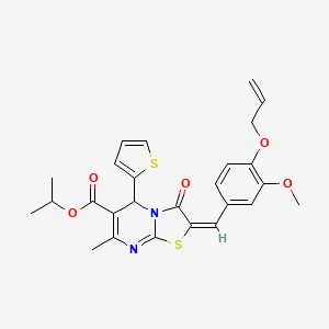 molecular formula C26H26N2O5S2 B11965865 isopropyl (2E)-2-[4-(allyloxy)-3-methoxybenzylidene]-7-methyl-3-oxo-5-(2-thienyl)-2,3-dihydro-5H-[1,3]thiazolo[3,2-a]pyrimidine-6-carboxylate 