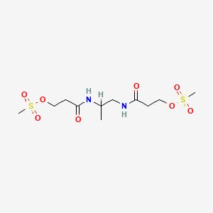 molecular formula C11H22N2O8S2 B11965868 Propanamide,N'-(1-methyl-1,2-ethanediyl)bis[3-[(methylsulfonyl)oxy]- CAS No. 74764-67-3