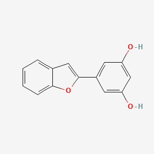 molecular formula C14H10O3 B1196598 1,3-Benzenediol, 5-(2-benzofuranyl)- CAS No. 439900-83-1