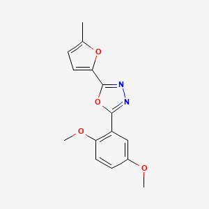 molecular formula C15H14N2O4 B1196600 2-(2,5-Dimethoxyphenyl)-5-(5-methyl-2-furanyl)-1,3,4-oxadiazole 