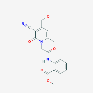 molecular formula C19H19N3O5 B1196605 2-[2-(3-Cyano-4-methoxymethyl-6-methyl-2-oxo-2H-pyridin-1-yl)-acetylamino]-benzoic acid methyl ester 