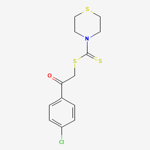 molecular formula C13H14ClNOS3 B1196610 4-Thiomorpholinecarbodithioic acid [2-(4-chlorophenyl)-2-oxoethyl] ester 