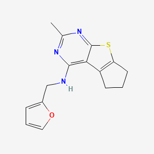 molecular formula C15H15N3OS B1196611 N-(2-furanylmethyl)-3-methyl-7,8-dihydro-6H-cyclopenta[4,5]thieno[1,2-c]pyrimidin-1-amine CAS No. 315685-93-9