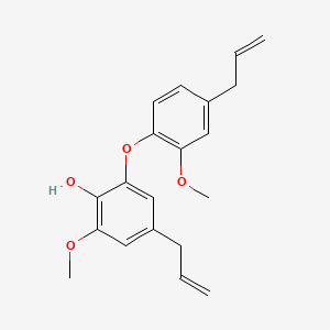 molecular formula C20H22O4 B1196625 Phenol, 2-methoxy-6-(2-methoxy-4-(2-propenyl)phenoxy)-4-(2-propenyl)- CAS No. 75225-33-1