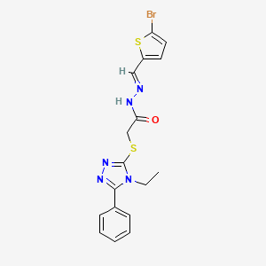 molecular formula C17H16BrN5OS2 B11966287 N'-[(E)-(5-bromothiophen-2-yl)methylidene]-2-[(4-ethyl-5-phenyl-4H-1,2,4-triazol-3-yl)sulfanyl]acetohydrazide 