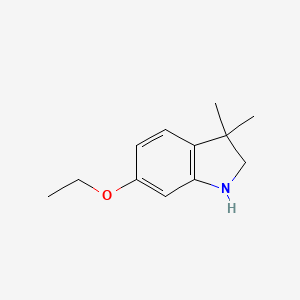 molecular formula C12H17NO B1196641 1H-Indole, 6-ethoxy-2,3-dihydro-3,3-dimethyl- CAS No. 87234-87-5
