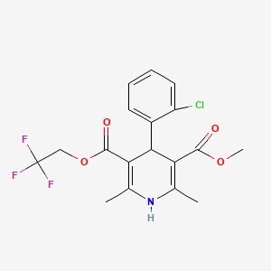 molecular formula C18H17ClF3NO4 B1196650 Methyl 2,2,2-trifluoroethyl 4-(2-chlorophenyl)-1,4-dihydro-2,6-dimethylpyridine-3,5-dicarboxylate CAS No. 74687-14-2