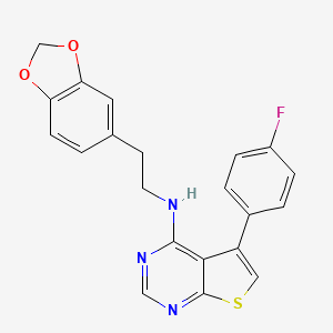 molecular formula C21H16FN3O2S B11966823 N-[2-(1,3-benzodioxol-5-yl)ethyl]-5-(4-fluorophenyl)thieno[2,3-d]pyrimidin-4-amine 