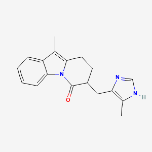 molecular formula C18H19N3O B1196698 8,9-Dihydro-10-methyl-7-((5-methyl-1H-imidazol-4-yl)methyl)pyrido(1,2-a)indol-6(7H)-one CAS No. 129299-72-5