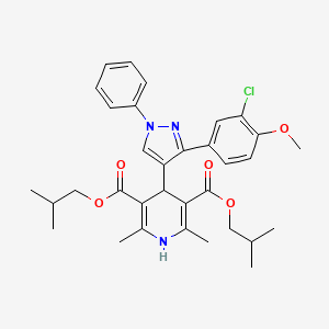 molecular formula C33H38ClN3O5 B11967027 diisobutyl 4-[3-(3-chloro-4-methoxyphenyl)-1-phenyl-1H-pyrazol-4-yl]-2,6-dimethyl-1,4-dihydro-3,5-pyridinedicarboxylate 