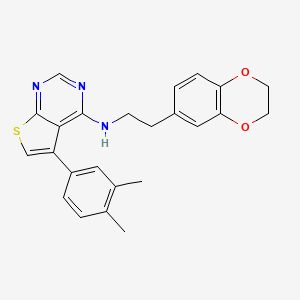 molecular formula C24H23N3O2S B11967053 N-[2-(2,3-dihydro-1,4-benzodioxin-6-yl)ethyl]-5-(3,4-dimethylphenyl)thieno[2,3-d]pyrimidin-4-amine 