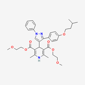 molecular formula C35H43N3O7 B11967253 Bis(2-methoxyethyl) 4-{3-[4-(isopentyloxy)phenyl]-1-phenyl-1H-pyrazol-4-YL}-2,6-dimethyl-1,4-dihydro-3,5-pyridinedicarboxylate 